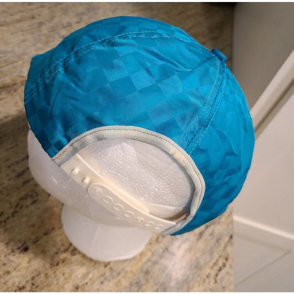 VTG 80s 90s Siesta Key Blue Aqua Snap Back Hat Cap Check Beach Nautical Anchor - Picture 7 of 12